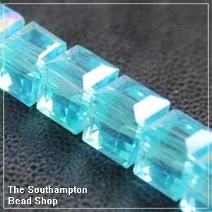 Chinese 6mm Cube Crystals - Aqua AB